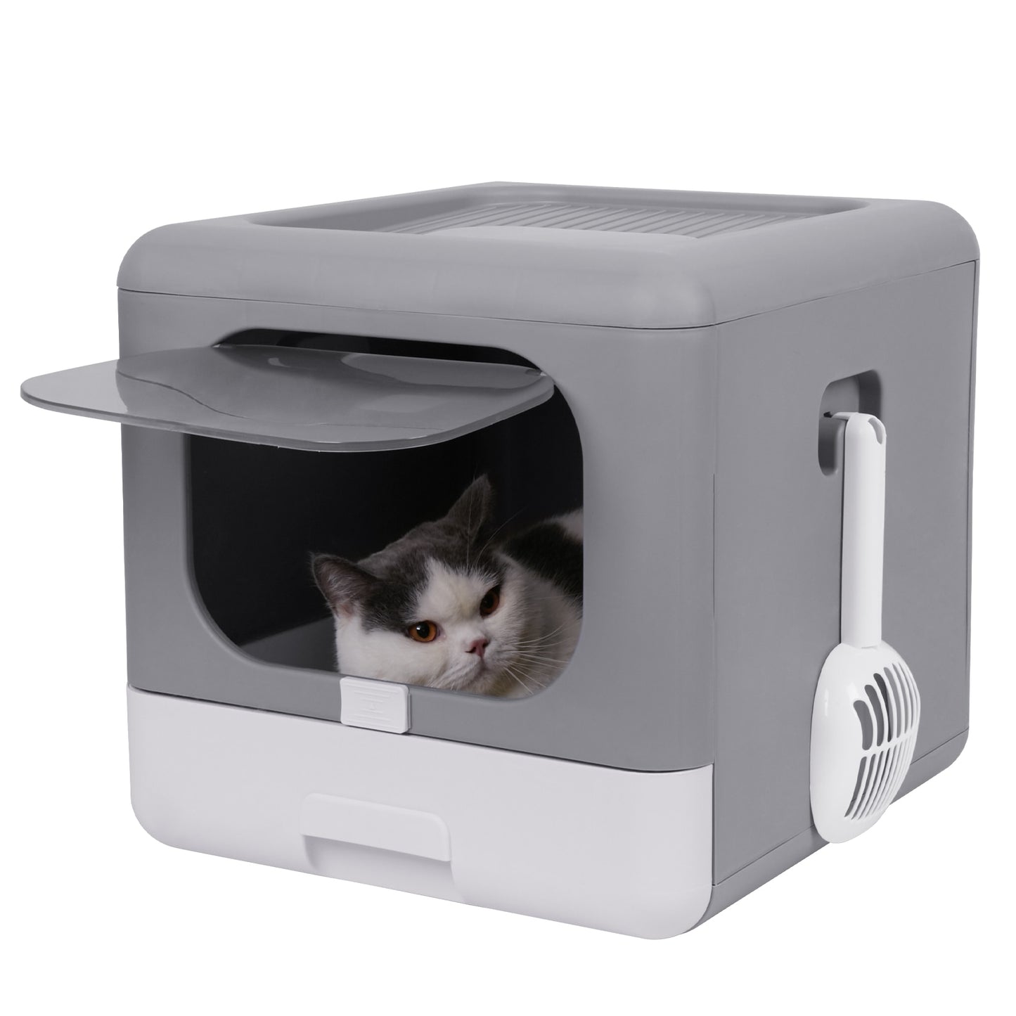 Cat Litter Box Foldable Top Entry