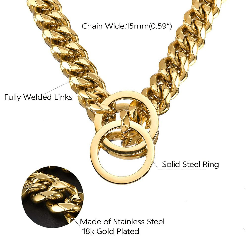 Stainless Steel Dog Collar Gold Chain