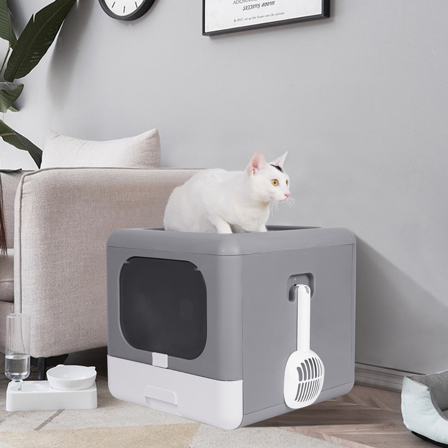 Cat Litter Box Foldable Top Entry