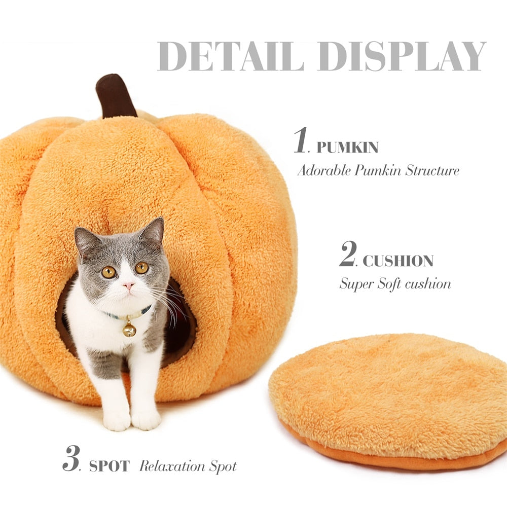 Pumpkin Winter Cat Dog Bed Warm House