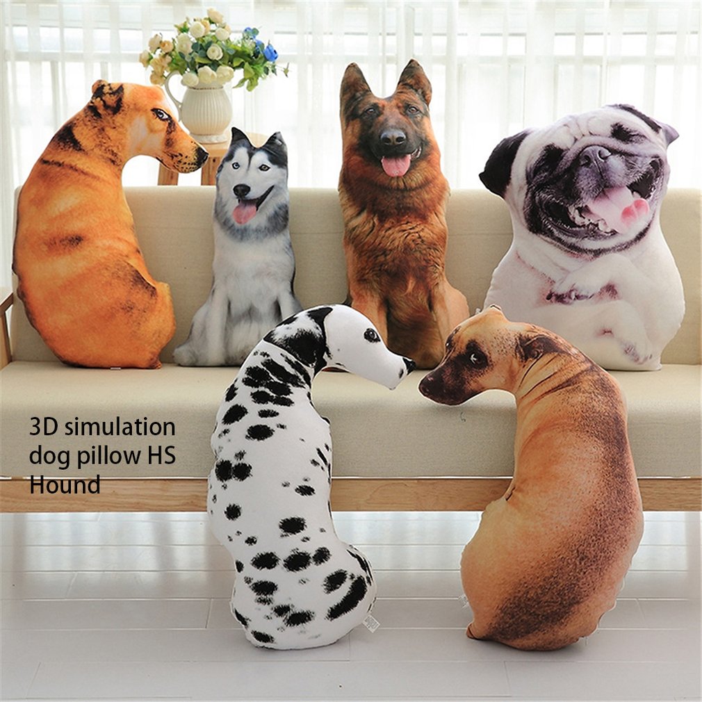 3D Cute Bend Dog Printed Throw Pillow