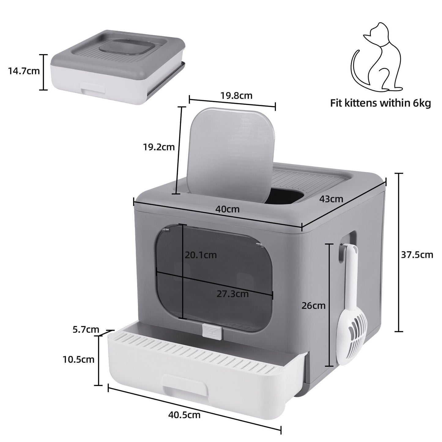 Cat Litter Box Foldable Top Entry