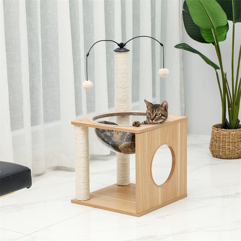 Wooden Cat Tree Scratching Post