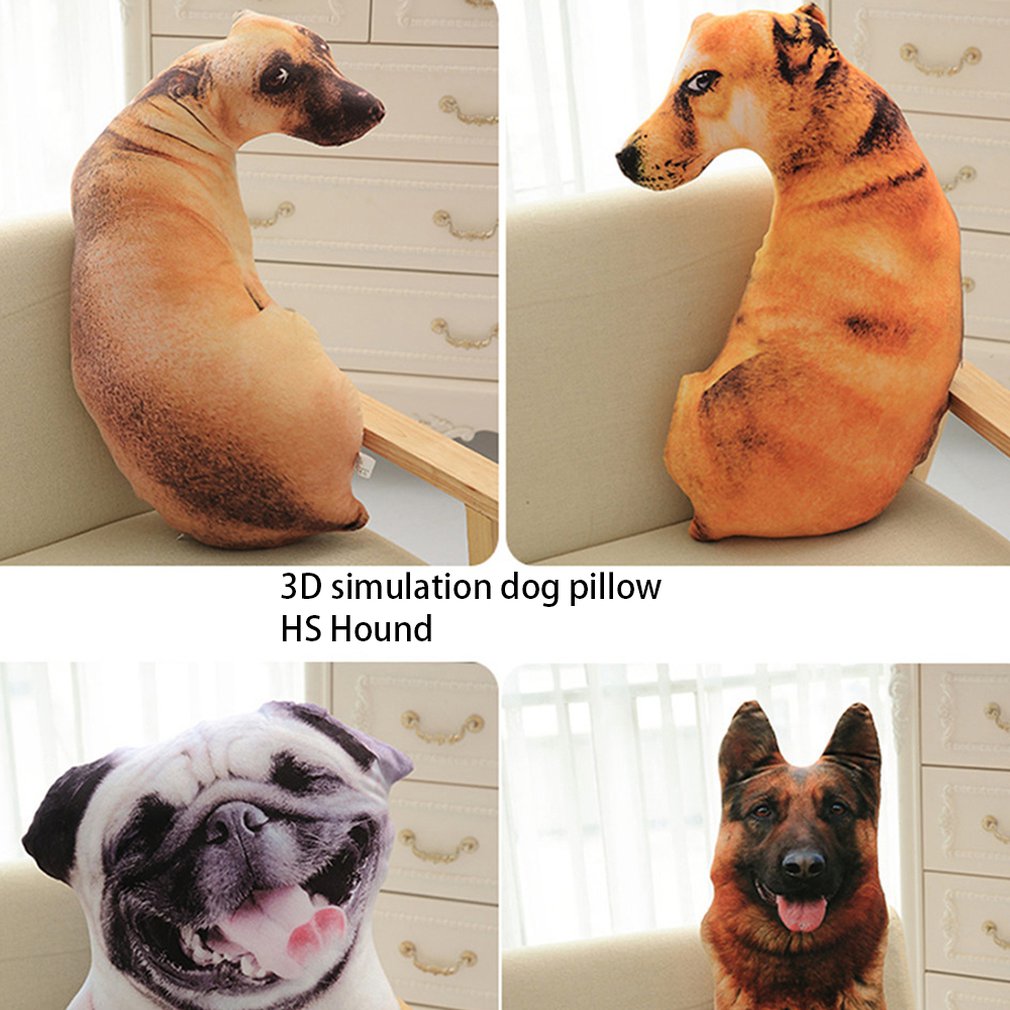 3D Cute Bend Dog Printed Throw Pillow