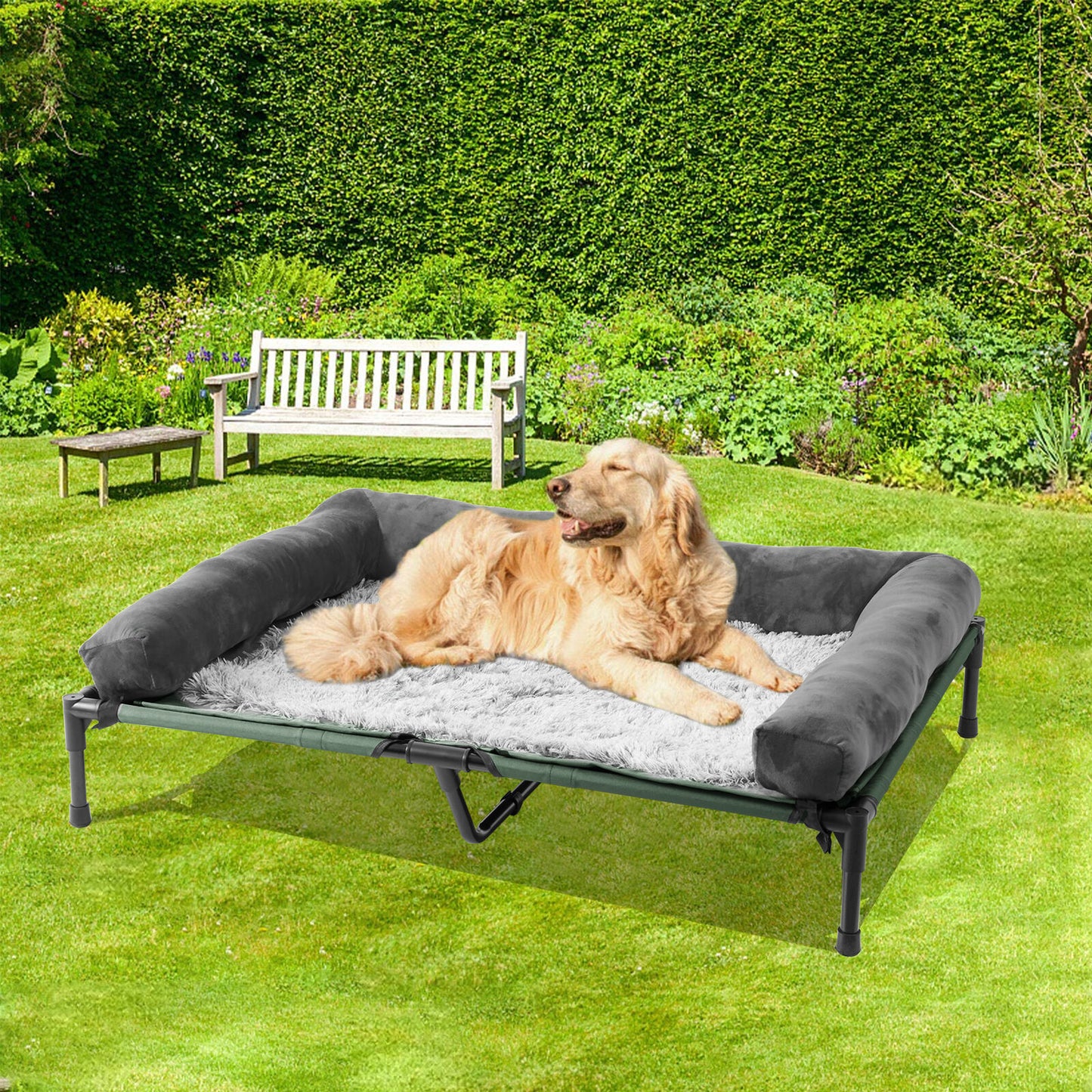 Cooling Elevated Dog Bed Bolster Raised Lounger