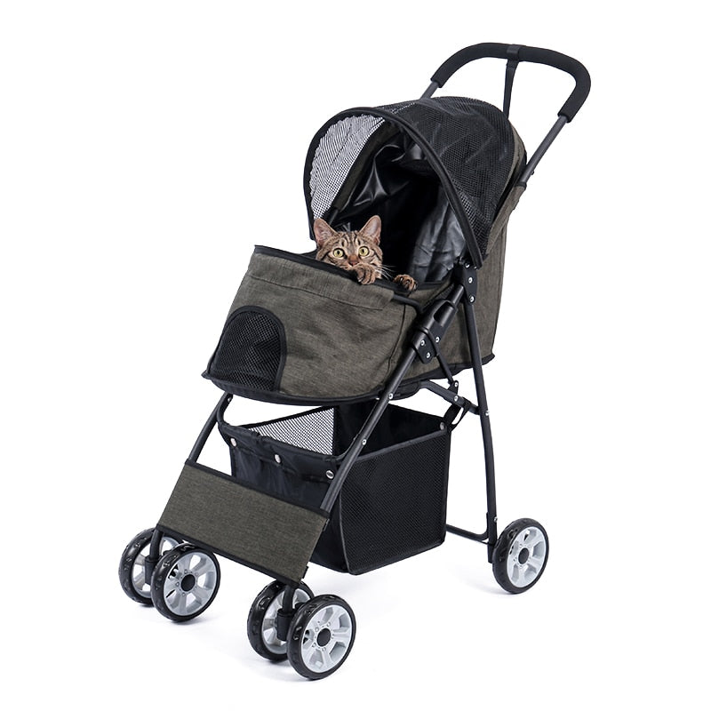 Stable Pet Dog Kitten Buggy Carrier Stroller