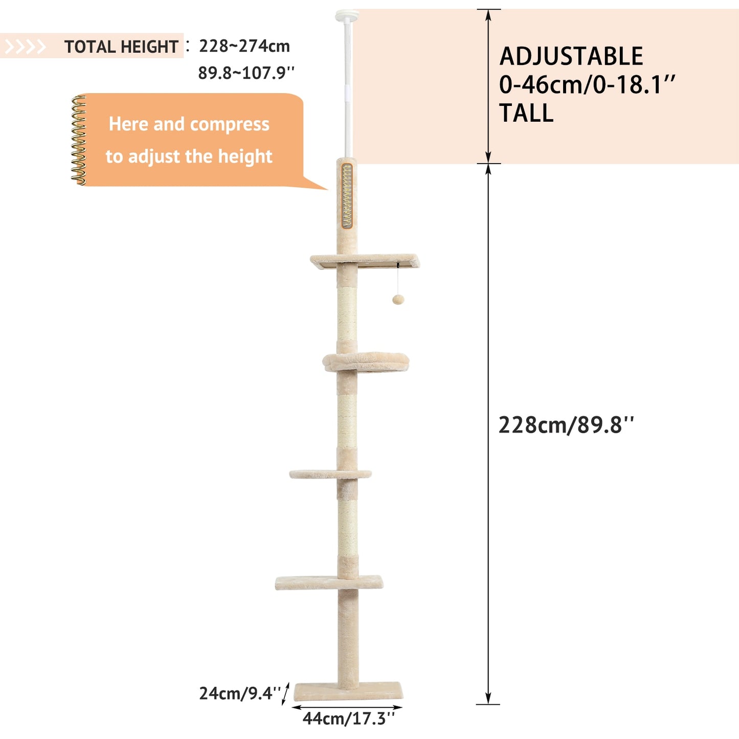 Floor-to-Ceiling Vertical Cat Tree