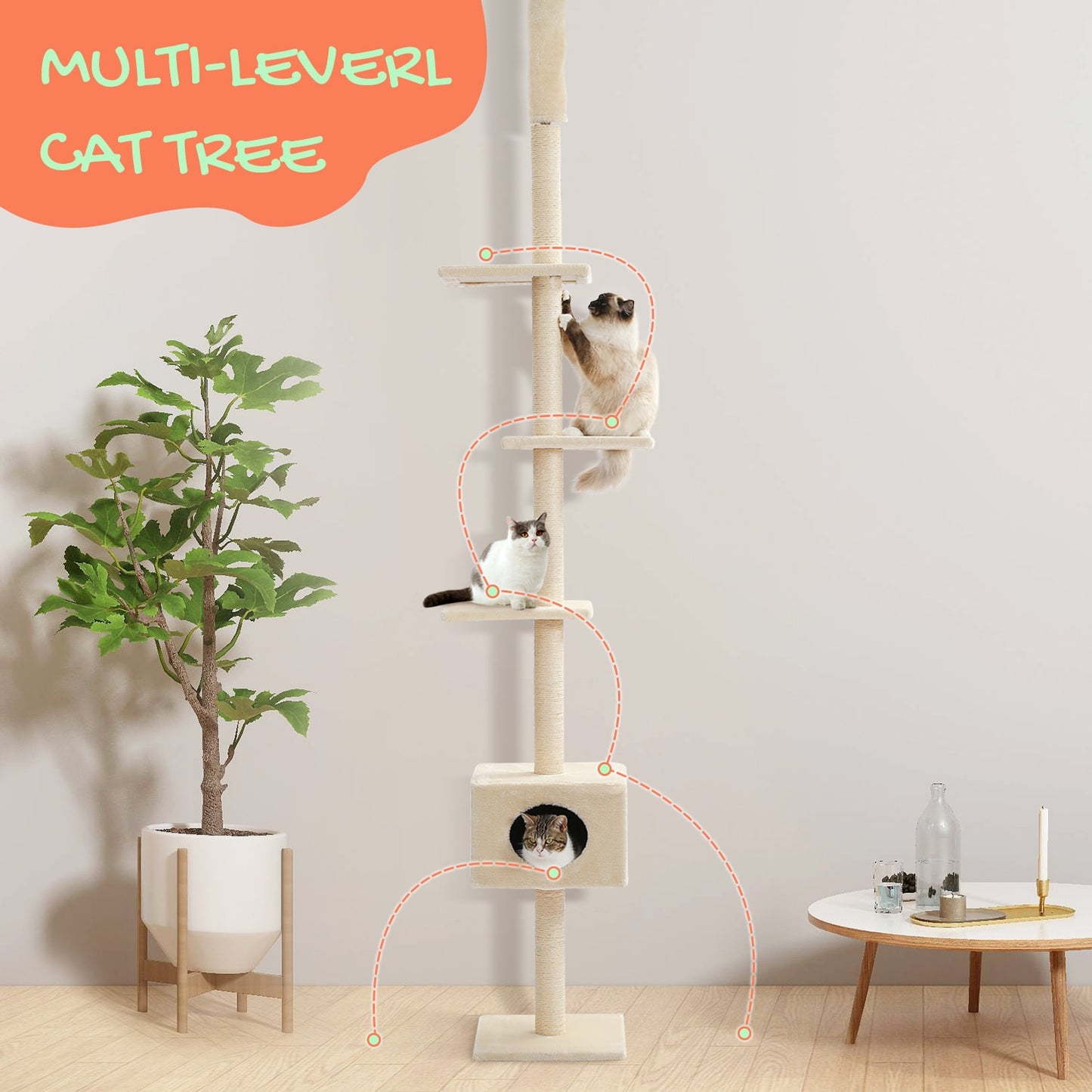 Floor-to-Ceiling Vertical Cat Tree