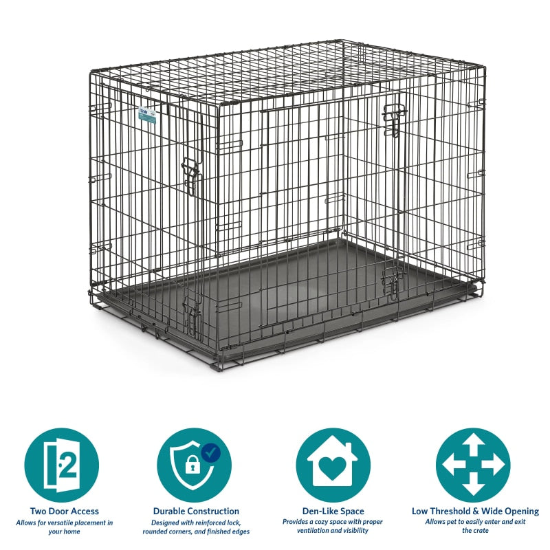 Pets Double Door Folding Metal Dog Crate