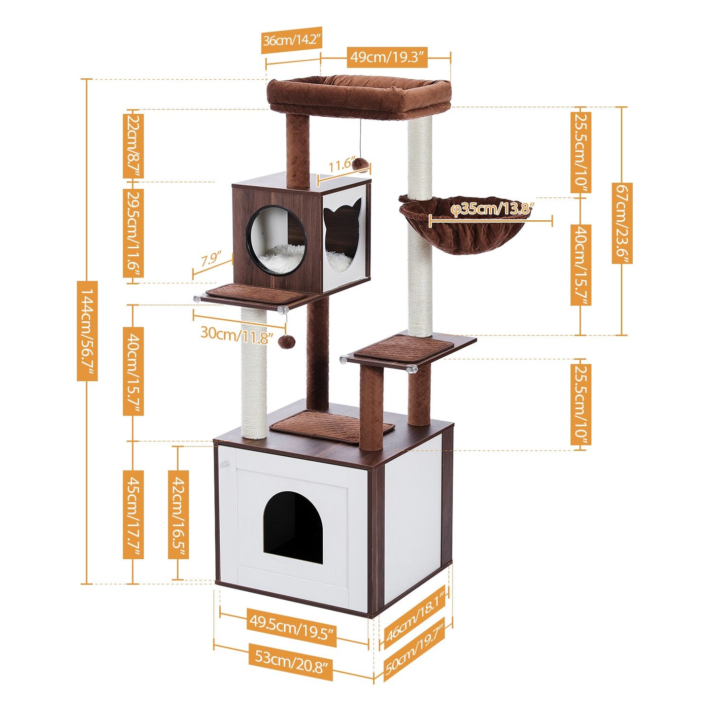 Luxury Cat Tree Condo Cabinet Multi-Layer Tower