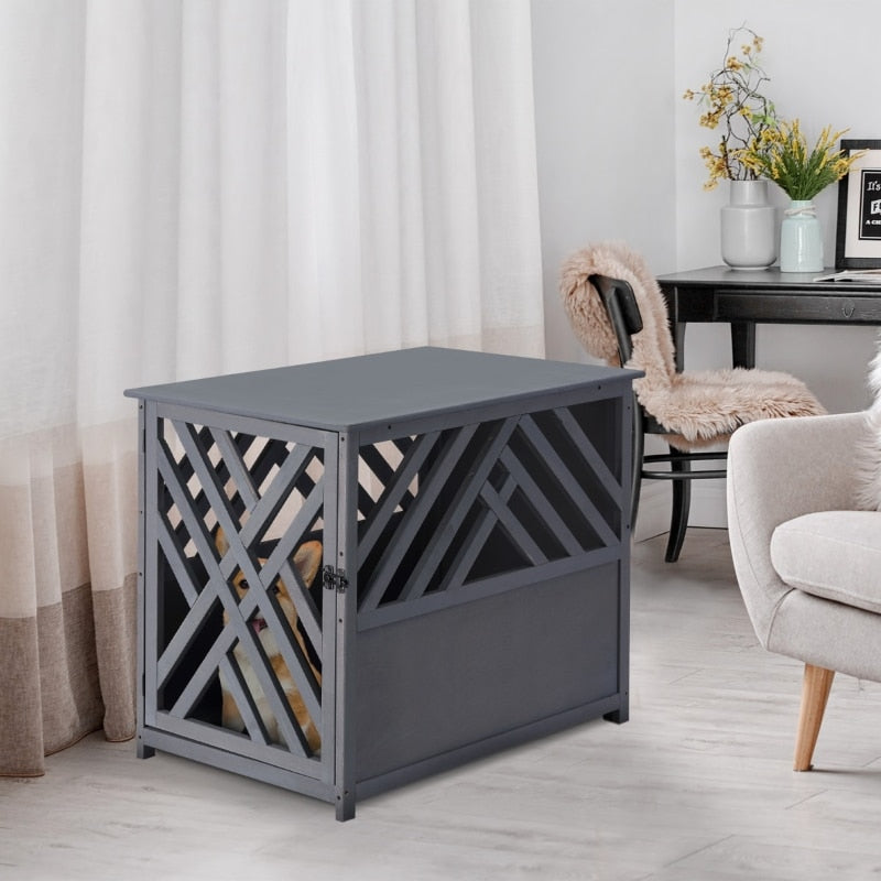 Furniture Style Wood Dog Crate End Table