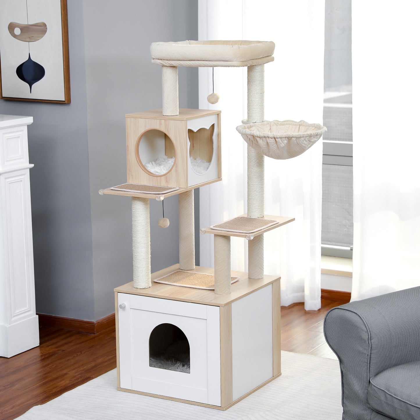 Luxury Cat Tree Condo Cabinet Multi-Layer Tower