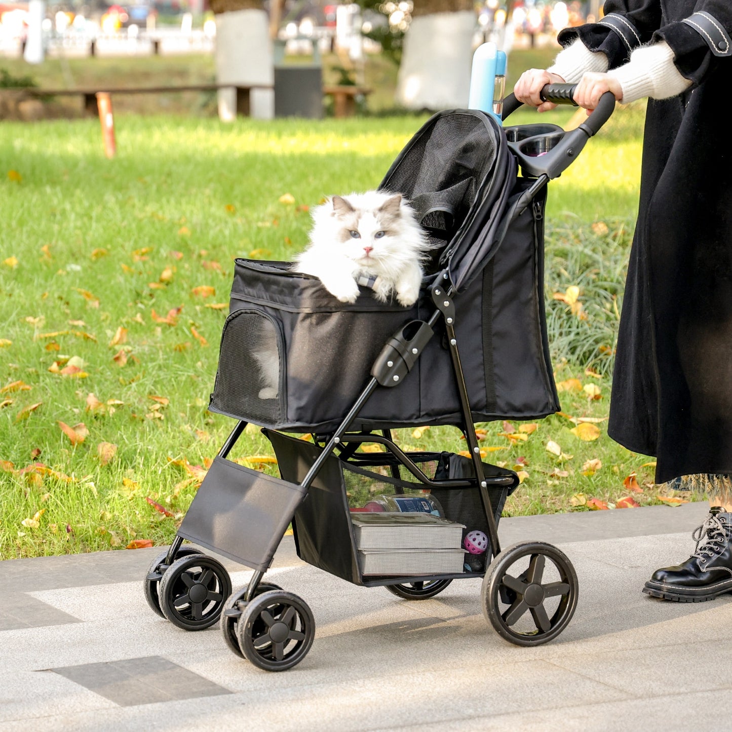 Stable Pet Dog Kitten Buggy Carrier Stroller