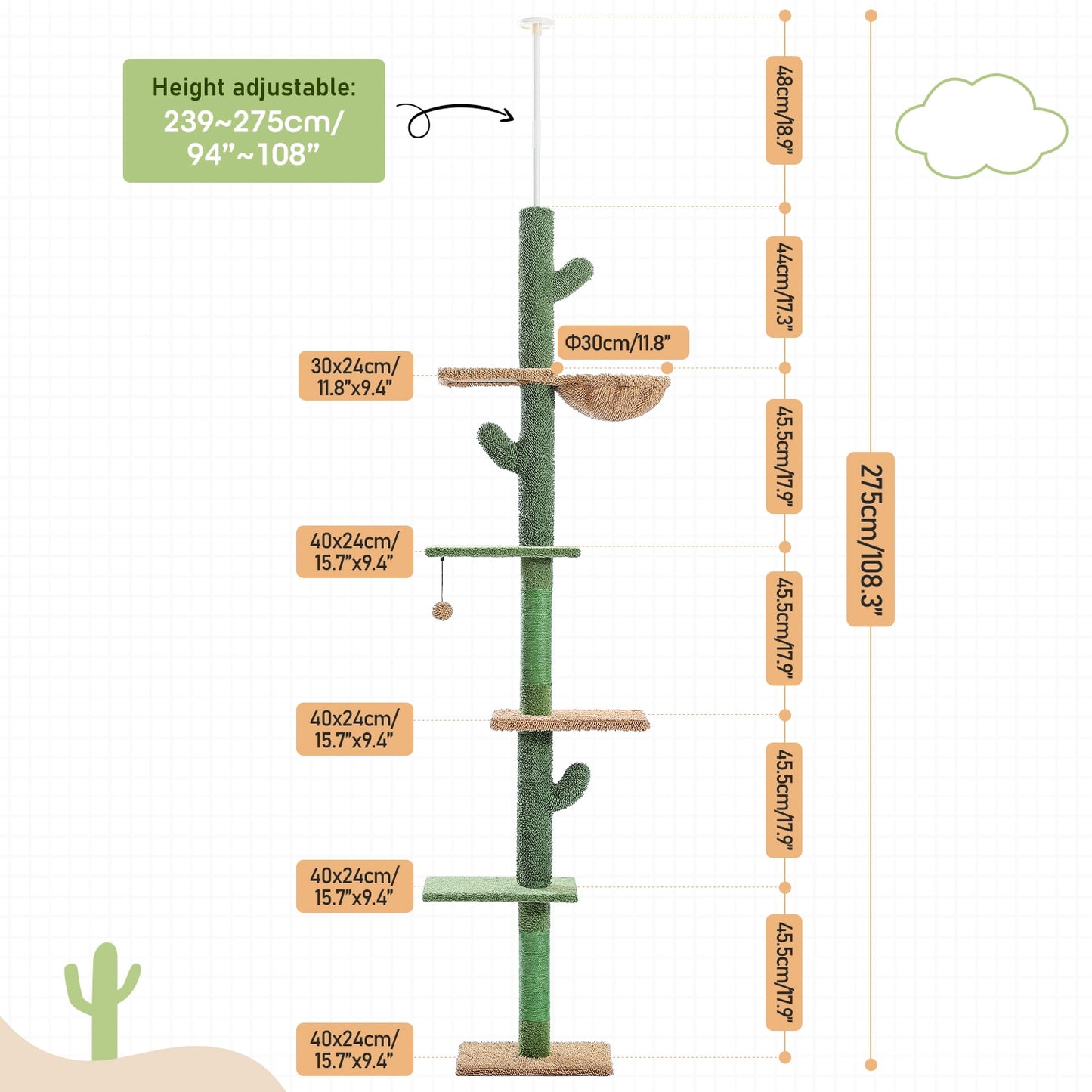 Cactus Cat Tree Floor To Ceiling