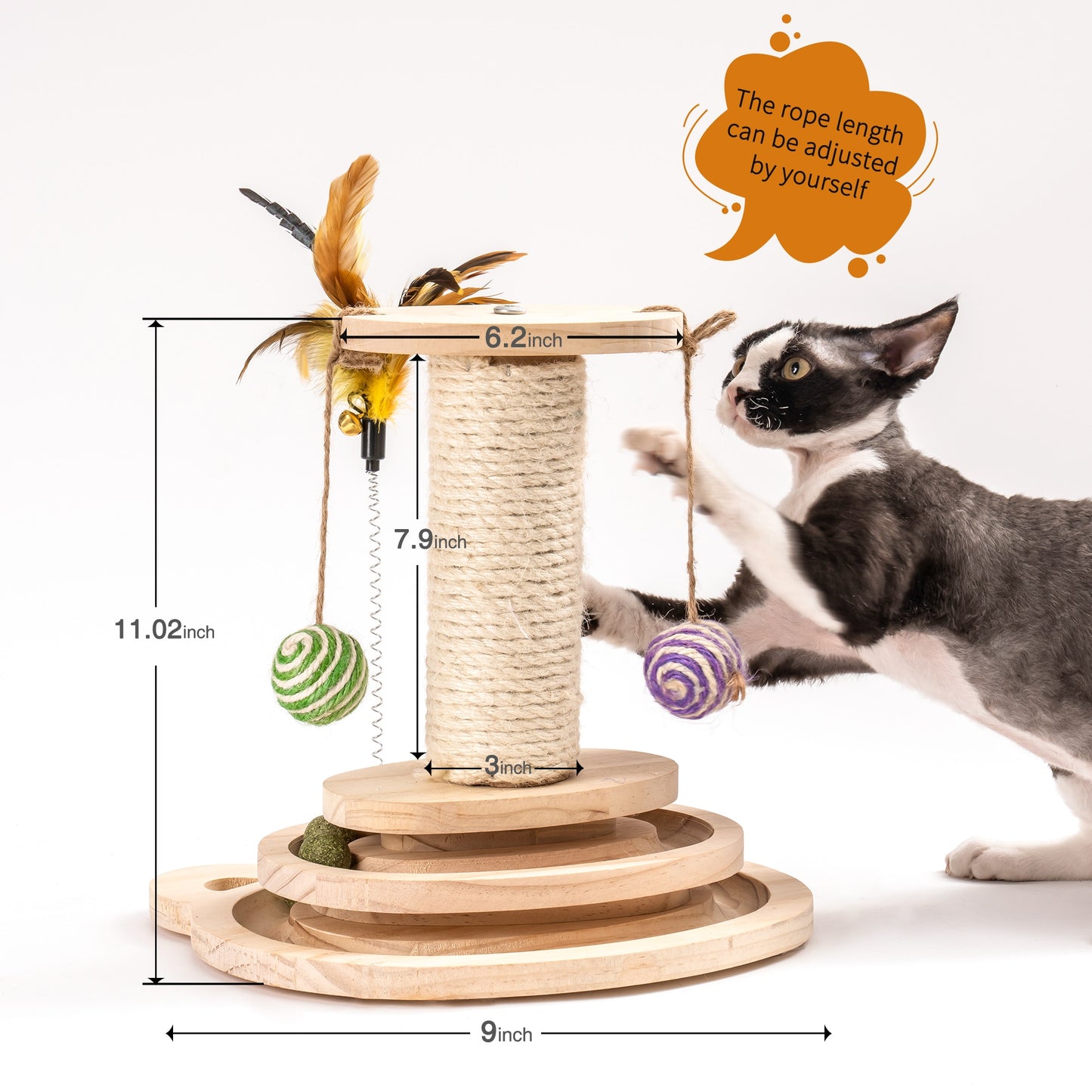 Mewoofun Cat Scratcher Pole Two-Layer Tier