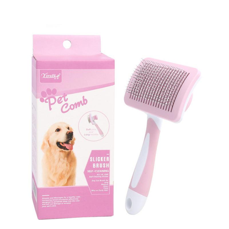 Pet Grooming Brush With Long Hair Button