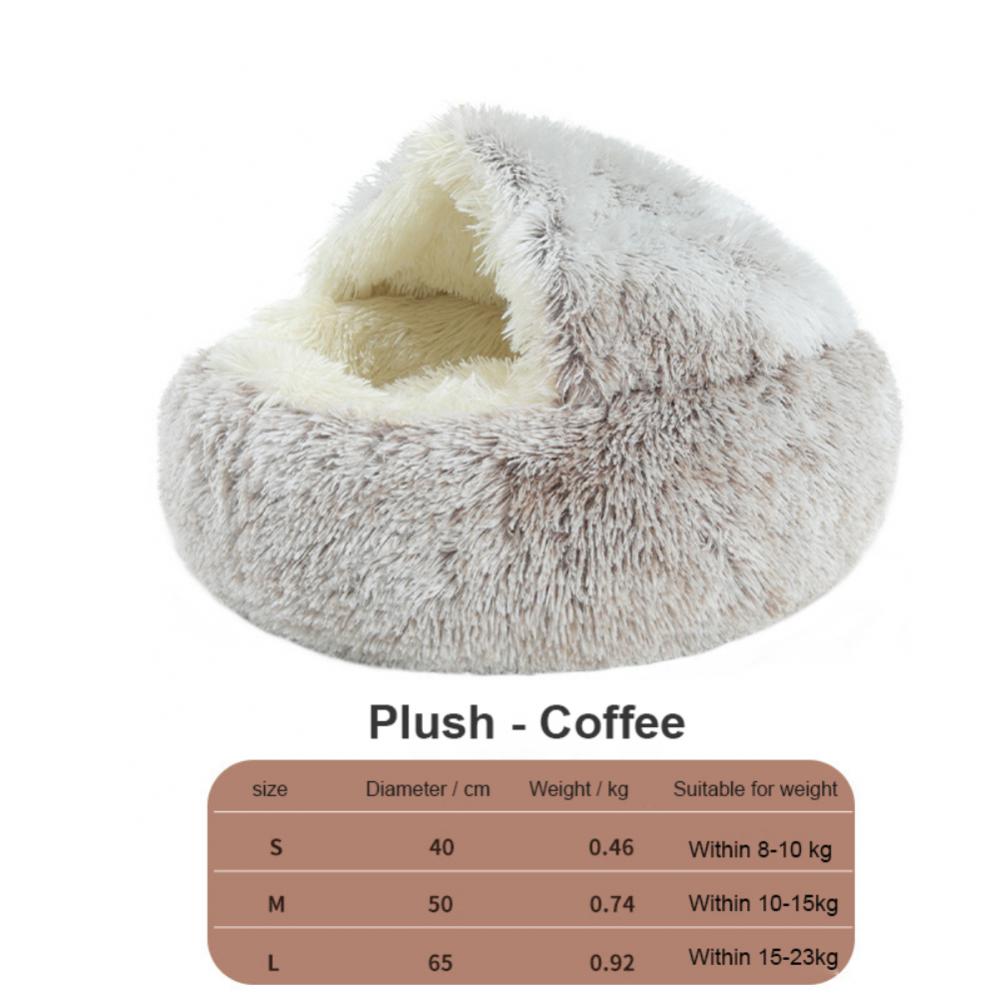 Round Plush Cat House Soft Bed