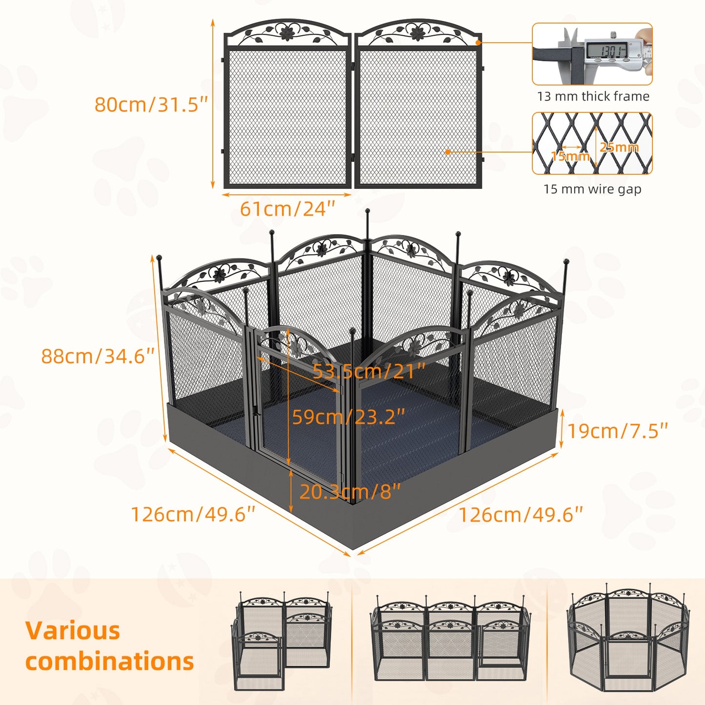 8 Panels Heavy Duty Dog Play Pen