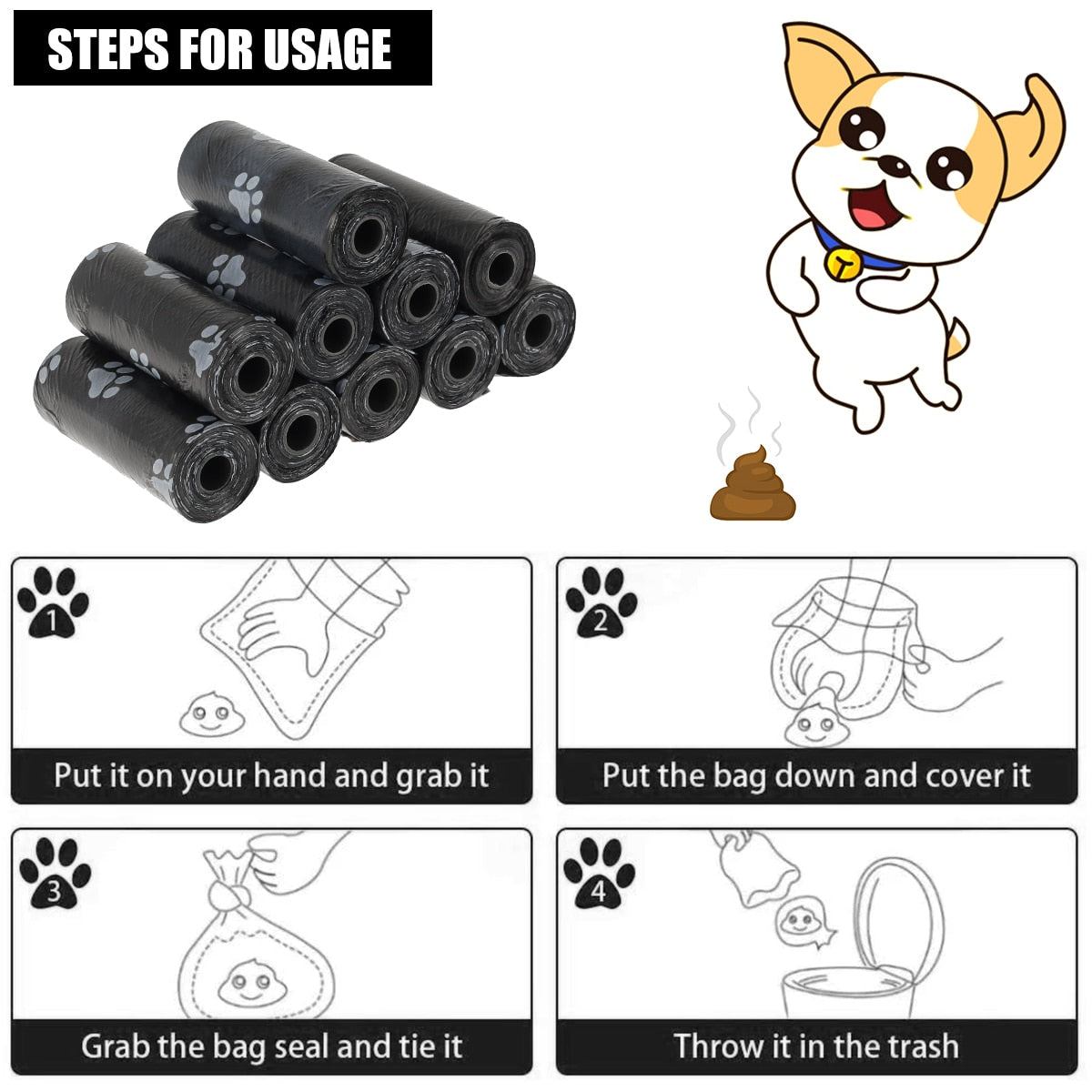 30 Roll Dog Poop Bags Biodegradable