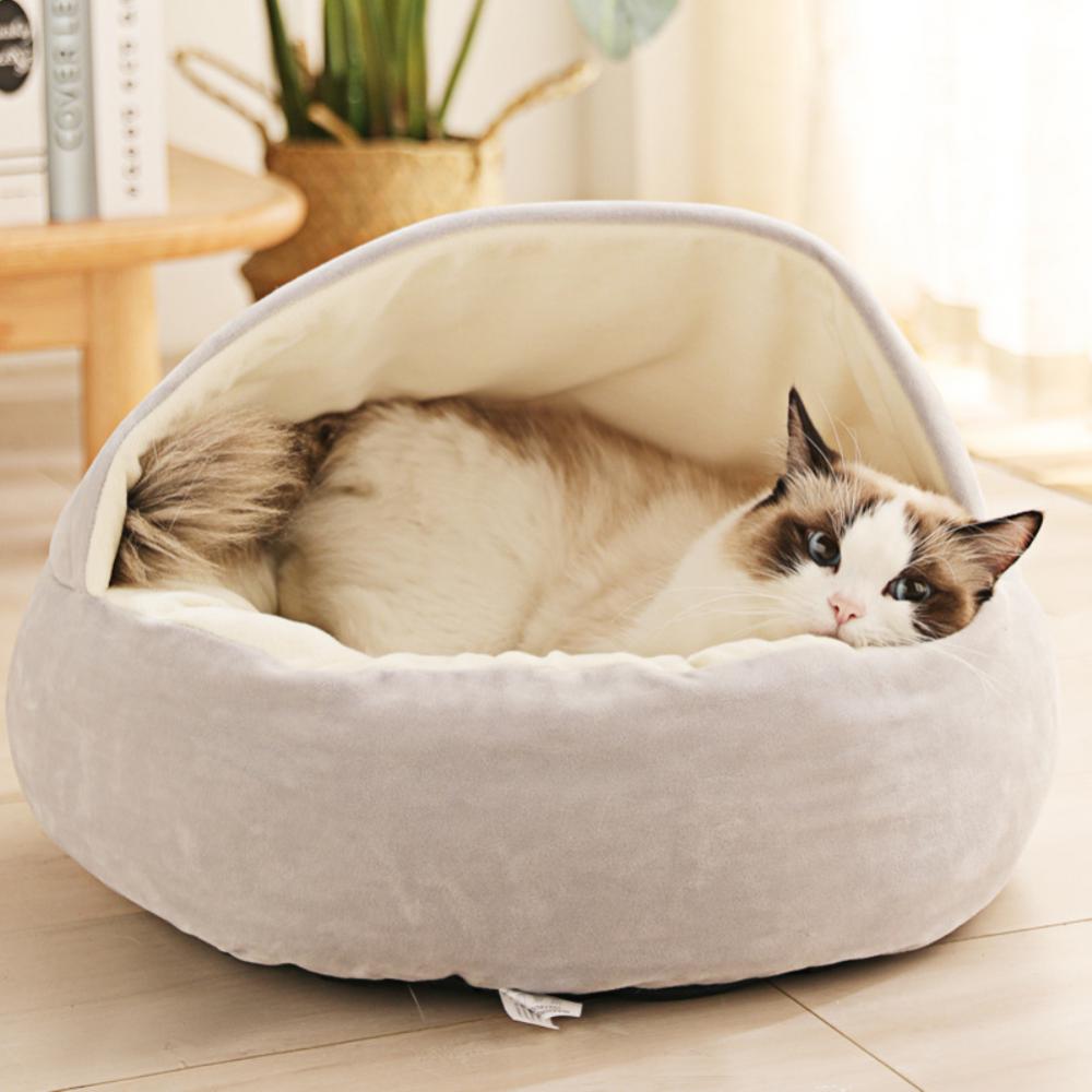 Round Plush Cat House Soft Bed