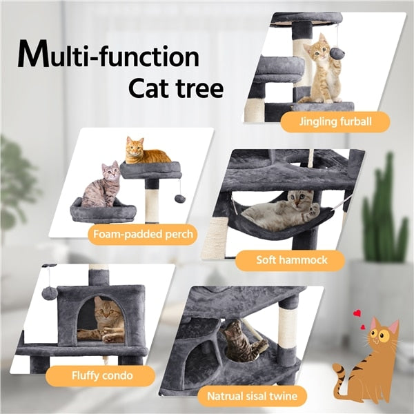 Double Condos Cat Tree Scratching Post Tower