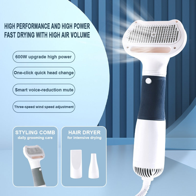 3 in 1 Quiet Pet Hair Dryers Comb Brush Grooming