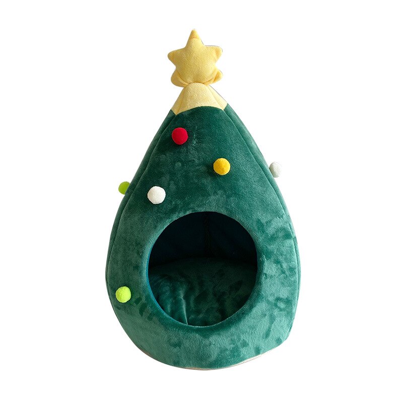 Mini Christmas Tree Pet Kitten Cat Bed