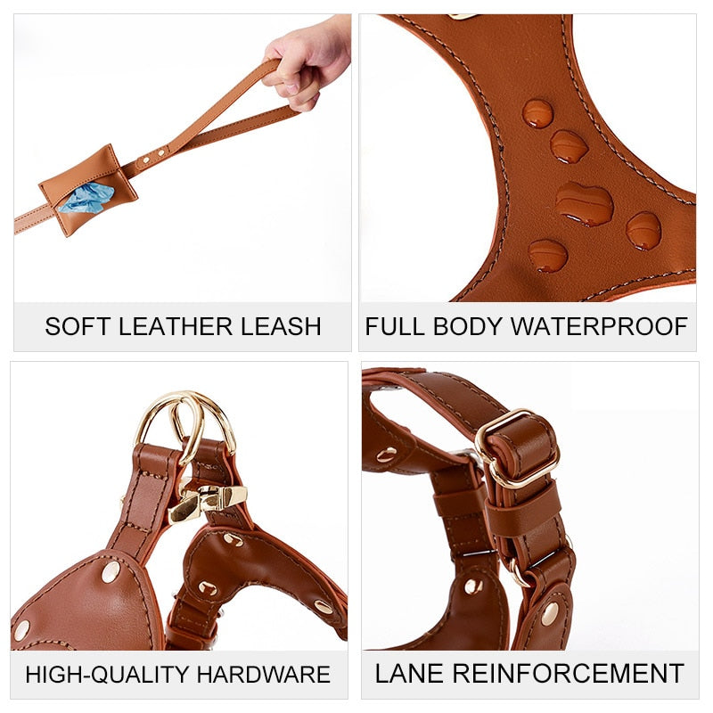 Pet Dog Harness Soft Leather, Chest Strap