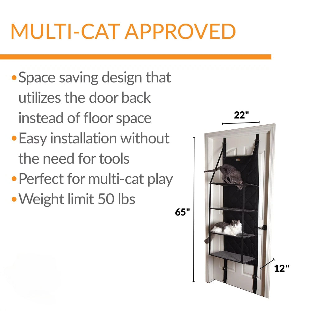 Hangin’ Cat Tree - 4 Story Gray 12 X 22 X 65 Inches Cat Toys