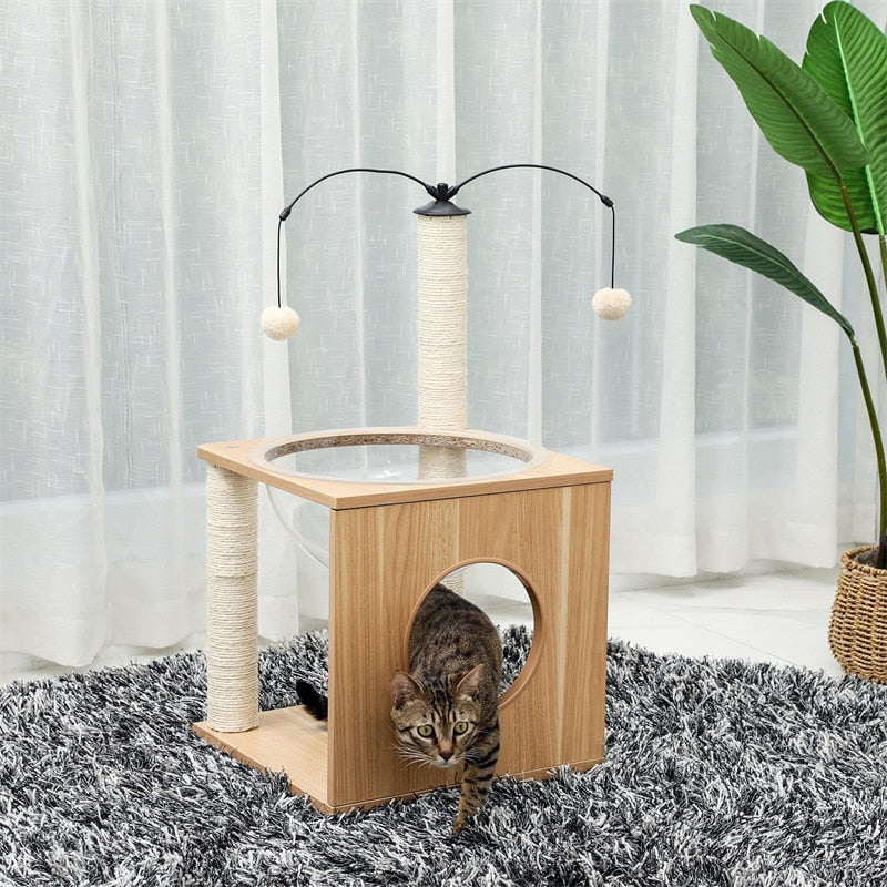 Wooden Cat Tree Scratching Post