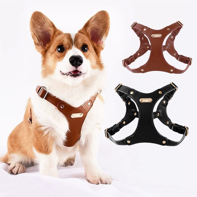 Pet Dog Harness Soft Leather, Chest Strap