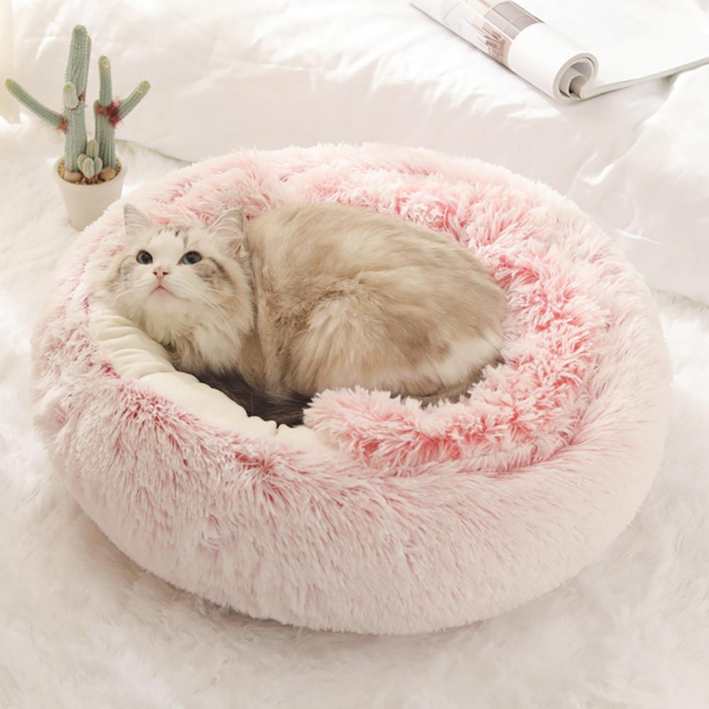 Round Plush Cat House Soft Bed