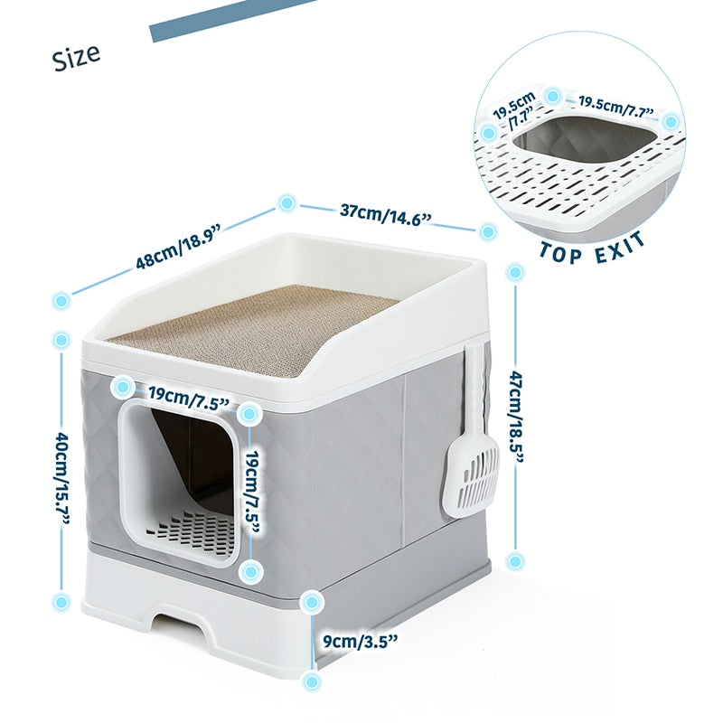 Big Size Cat Litter Box with Scratching Board