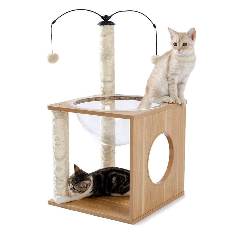 Wooden Cat Tree Scratching Post