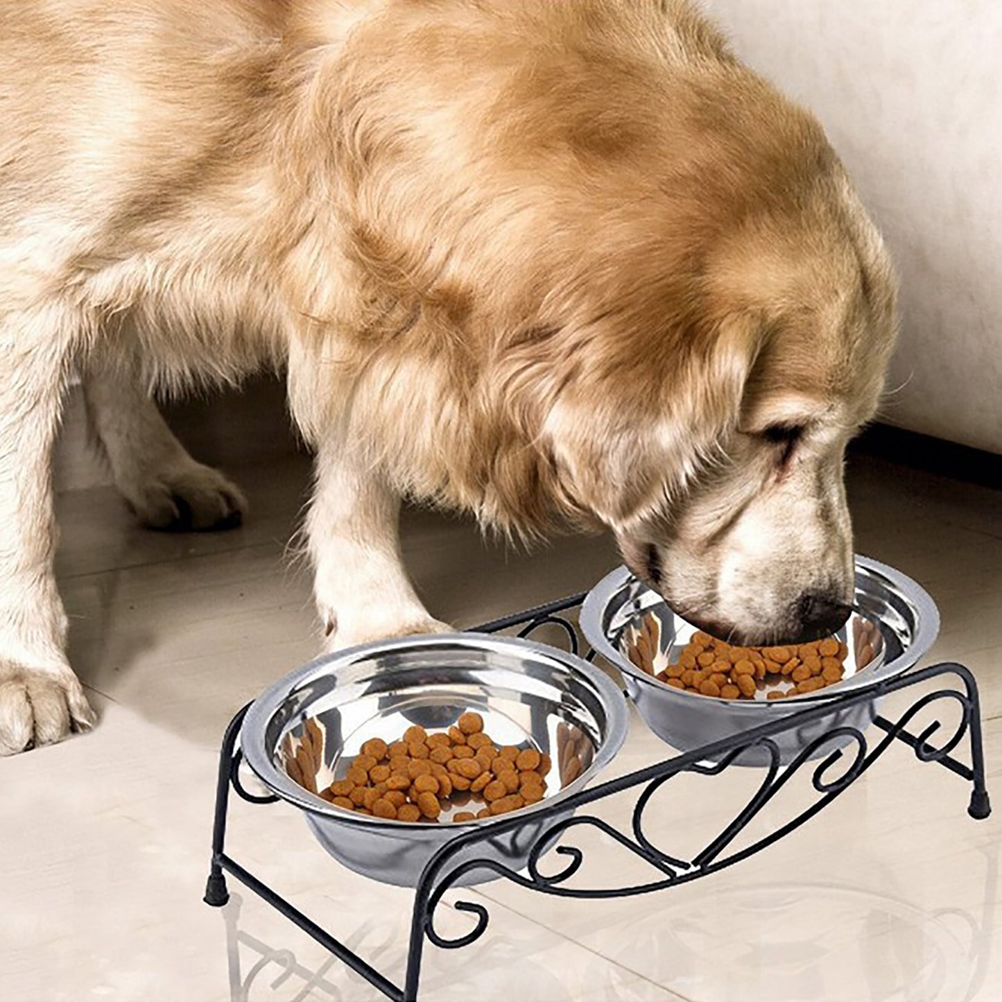 Cat Double Feeding Bowl With Raised Stand