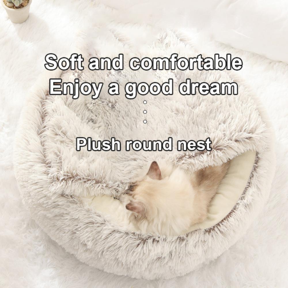 Round Plush Cat House Soft Bed