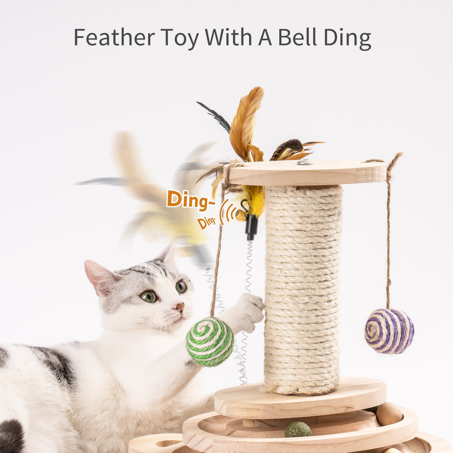 Mewoofun Cat Scratcher Pole Two-Layer Tier