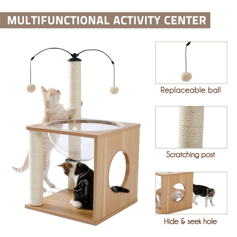 Wooden Cat Tree Scratching Post