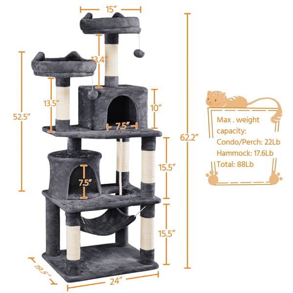 Double Condos Cat Tree Scratching Post Tower