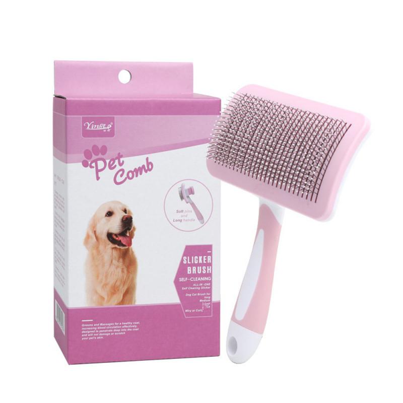 Pet Grooming Brush With Long Hair Button