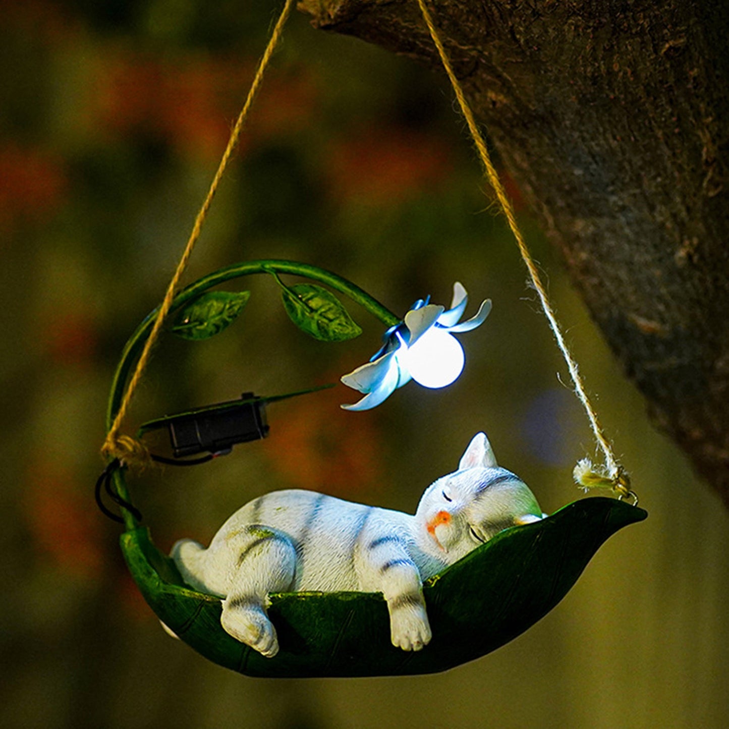 Solar Cat Dog Statue Pendants Drop Ornaments