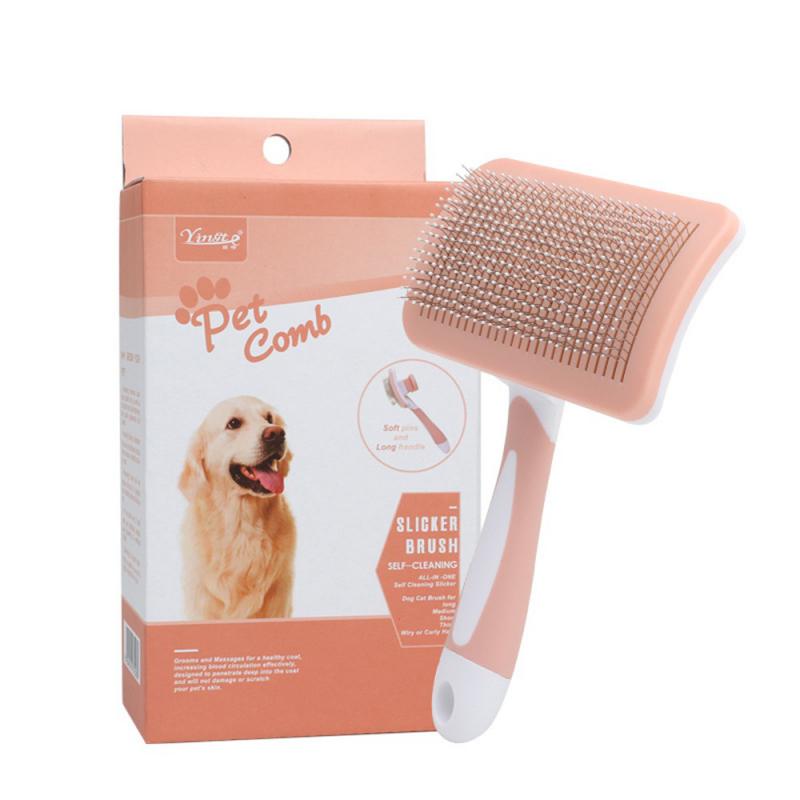 Pet Grooming Brush With Long Hair Button