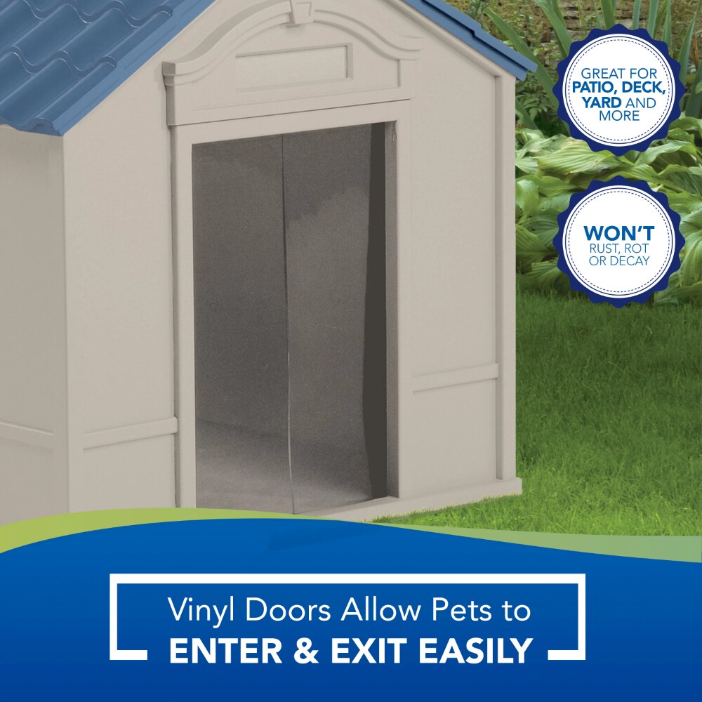 BOUSSAC Deluxe Indoor & Outdoor Dog House Tan/Blue.