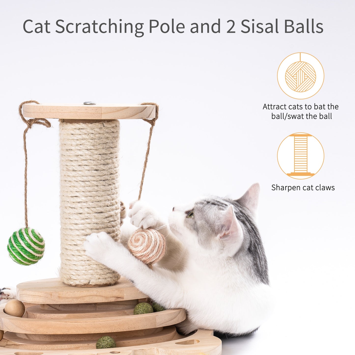 Mewoofun Cat Scratcher Pole Two-Layer Tier