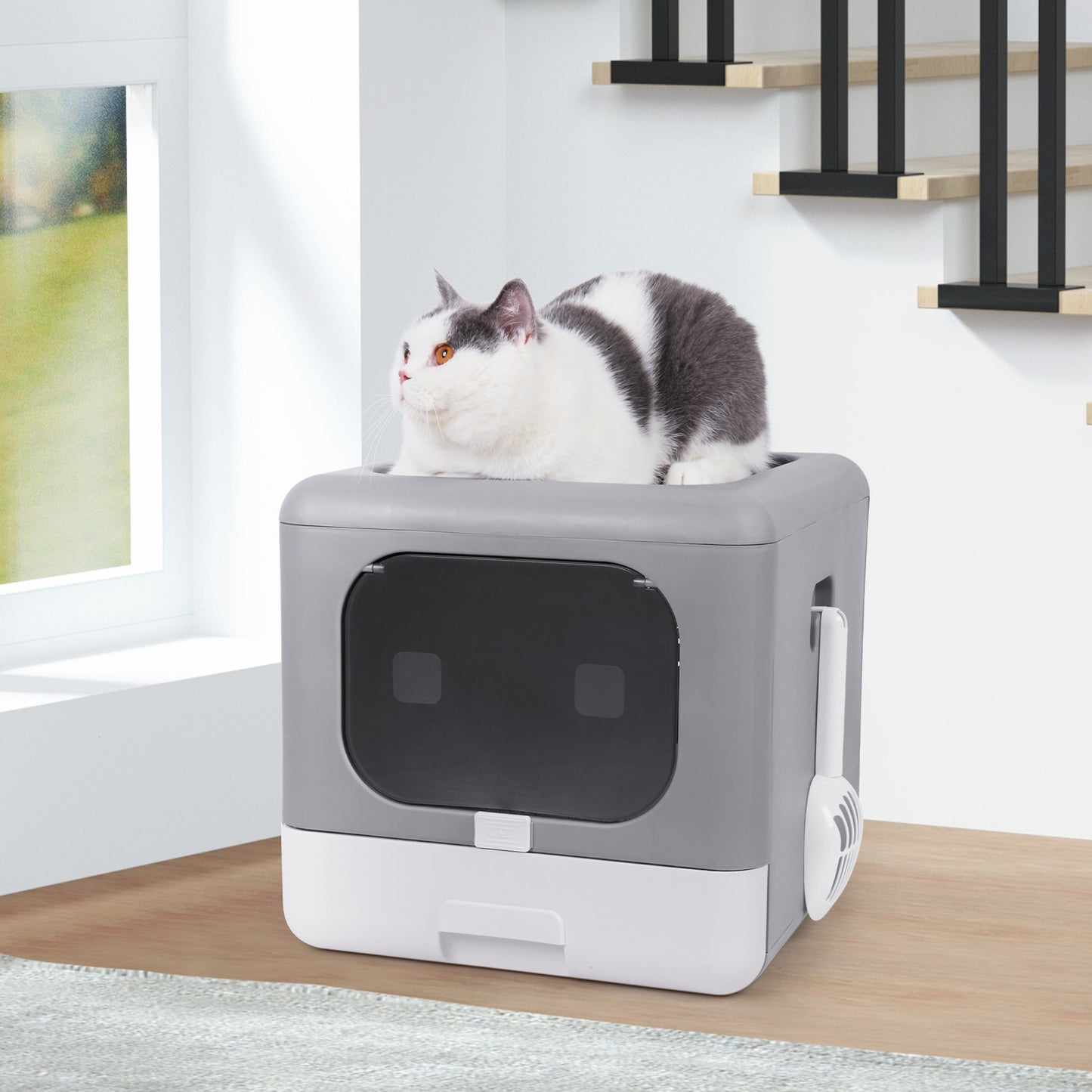 Cat Litter Box Foldable Top Entry