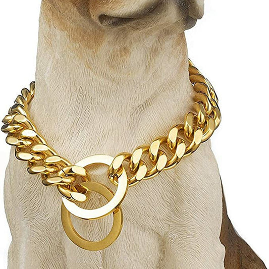 Stainless Steel Dog Collar Gold Chain