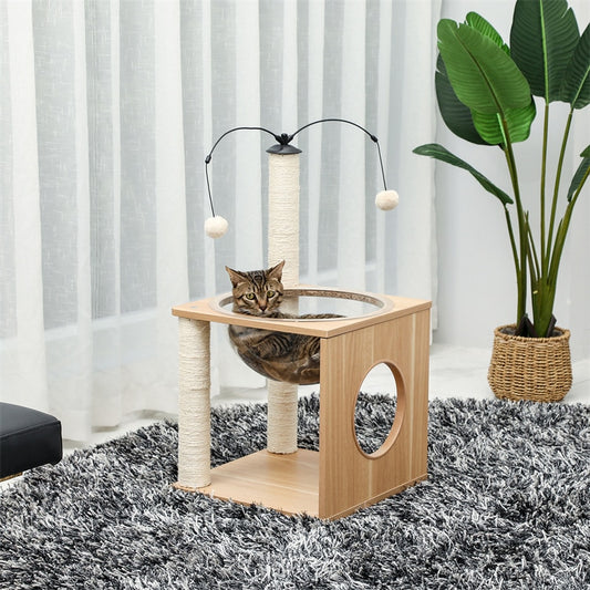 Wooden Cat Tree Scratching Post