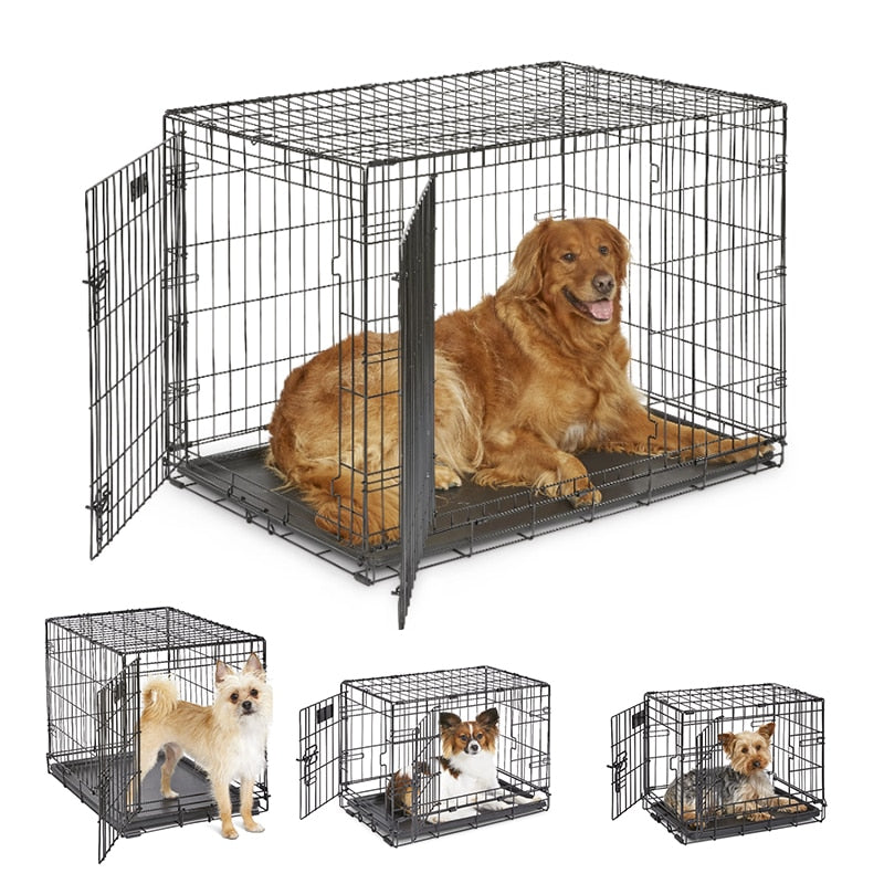 Pets Double Door Folding Metal Dog Crate