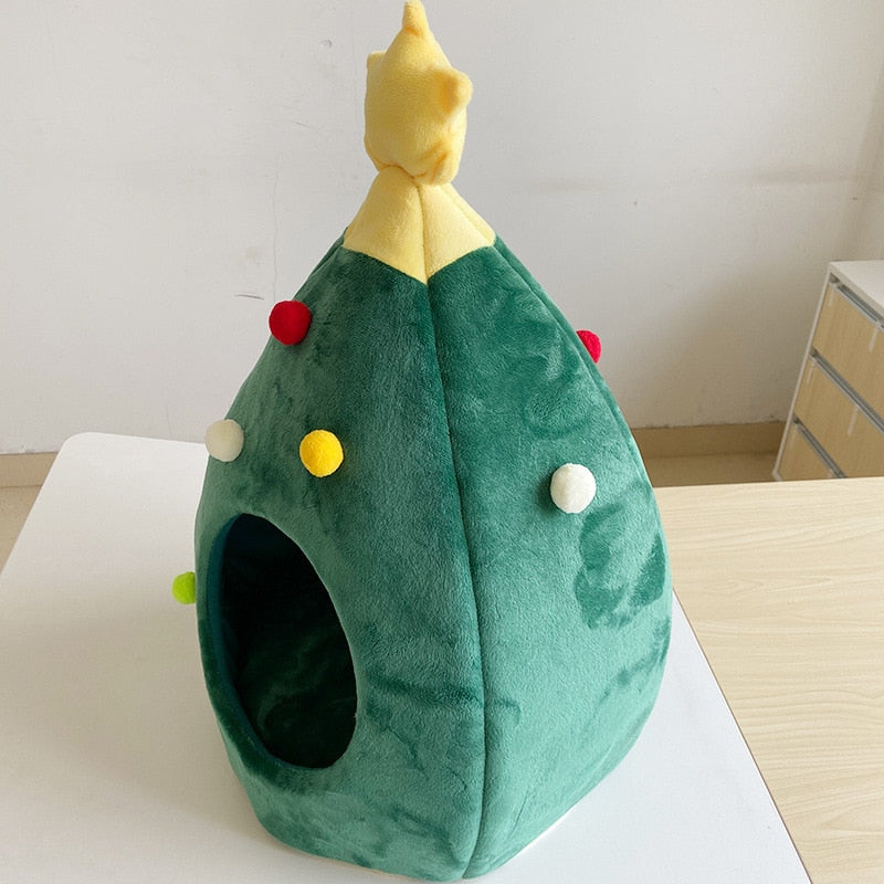 Mini Christmas Tree Pet Kitten Cat Bed