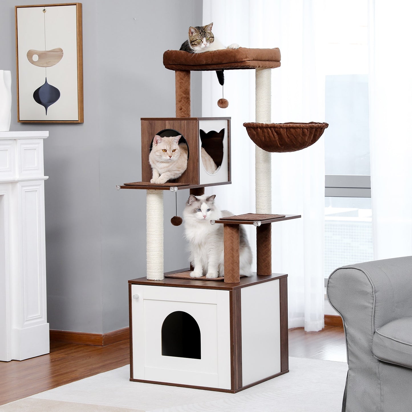 Luxury Cat Tree Condo Cabinet Multi-Layer Tower